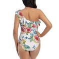 thumbnail image 5 of Sikiie Rose Flowers Print Women One Piece Swimsuits Tummy Control One Shoulder Bathing Suits Ruffle Swimwear, From S to XXL-XX-Large, 5 of 6