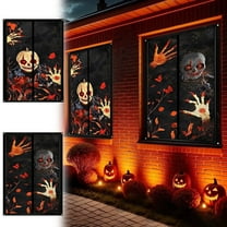 Halloween Window Decorations Horror Wall Drape Cloth, 2 Panel 48x32 Inch Lightweight Tear-Proof Rolls Up Flat for Storage Trick-Or-Treat Decor Room Setup