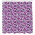 thumbnail image 3 of Bohemian Shower Curtain, Chinese Traditional Pattern Abstract and Artistic Hippie Blossoms, Fabric Bathroom Set with Hooks, 69W X 84L Inches Extra Long, Fuchsia Brown and Mauve, by Ambesonne, 3 of 3