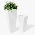 thumbnail image 1 of Gaderth Tall Planters Set of 2, 61 and 81 cm Indoor Outdoor Front Porch Planters With Inner Pots and Drainage Holes, Large Decorative Rattan Texture Flower Pots for Patio Backyard Garden Home, 1 of 6