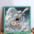 thumbnail image 2 of Hilo Algodón Ecológico Bordado Punto Cruz Guitarra Con Flores Impresas 11CT 50x50cm, 2 of 9