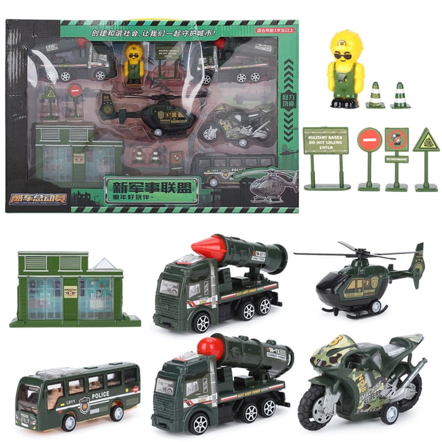 Juego de juguetes modelo de coche, avión de alta simulación, vehículos militares militares, juego de juguetes, modelo de coche, juguete multifuncional