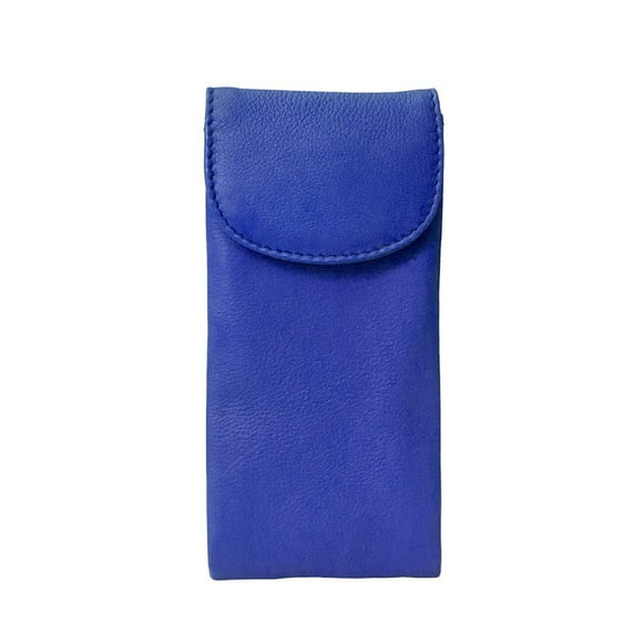 Estuche para anteojos ili New York con doble solapa de cuero cobalto