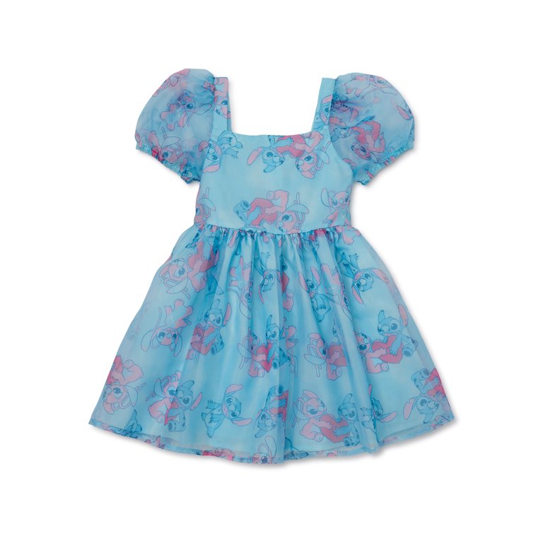 Disney Stitch Toddler Girl Puff Sleeve Dress, Sizes 12M-4T 