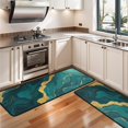 thumbnail image 3 of Kitchen Rugs Sets Of 2,Teal and Gold Marble Glitter Dots Pattern Anti Fatigue Kitchen Mat Rugs Non Slip Washable,Decorative Kitchen Floor Mats for Kitchen,Sink,Laundry,17"x47"+17"x47", 3 of 5