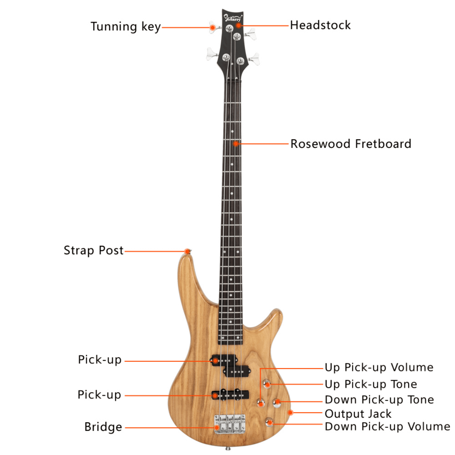 Hassch Full Size Electric Bass Guitar, 4 String Bass Beginner Kit with Bag, Strap, Plectrum, Amp Wire and Wrench Tool, Burlywood