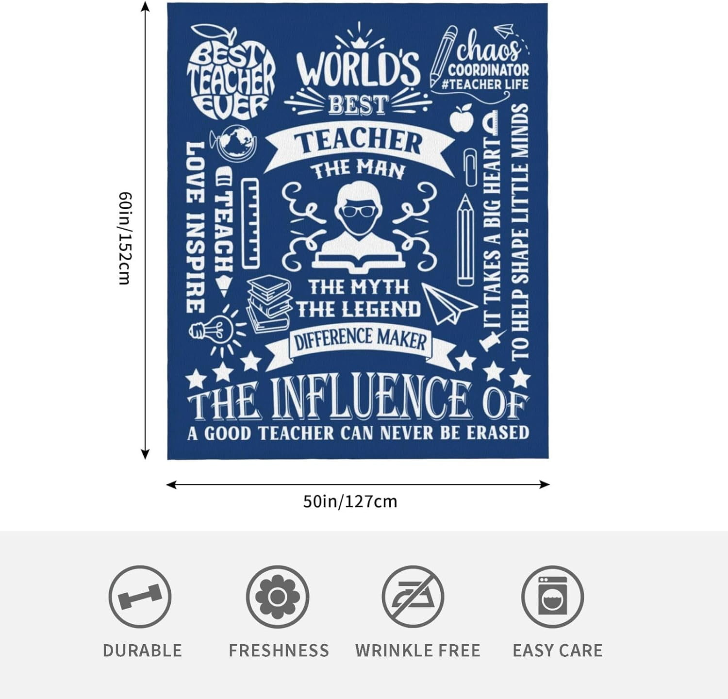 Christmas Teacher Gifts for Men Throw Blanket 60"x50", Male Teacher Gifts, Teacher Appreciation Gifts, Teacher Xmas Gift Ideas, Birthday Gifts for Male Teachers, Thank You Teachers Gifts from Students