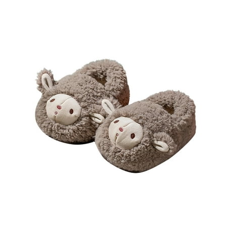 

Ymiytan Baby Boys Girls Soft Plush Slippers Cartoon Toddler Infant Warm Winter Indoor House Shoes Gray 9C