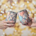 thumbnail image 2 of 12oz Stemless Wine Tumblers Multicolor Ethnic Geometric Pattern Vacuum Insulated Stainless Steel Travel Tumbler Cups Mug with Lid and Straw for Champaign,Cocktail,Beer with Cleaning Brush, 2 of 5