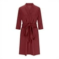 thumbnail image 6 of Waffle Fabric Long Bathrobe for Women's Plush Soft Long Sleeve Spa Robe Relaxed Fit Athletic Stretch Kimono Robe Fleece Loungewear Drawstring Adjustable Nightdress with Double Pockets, 6 of 7