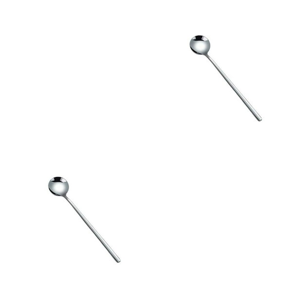 Moyic Cuchara agitadora de 8 piezas, agitador de café de acero inoxidable, vajilla redonda para sopa, vajilla, barra reutilizable para Plata 13cm 2Conjunto