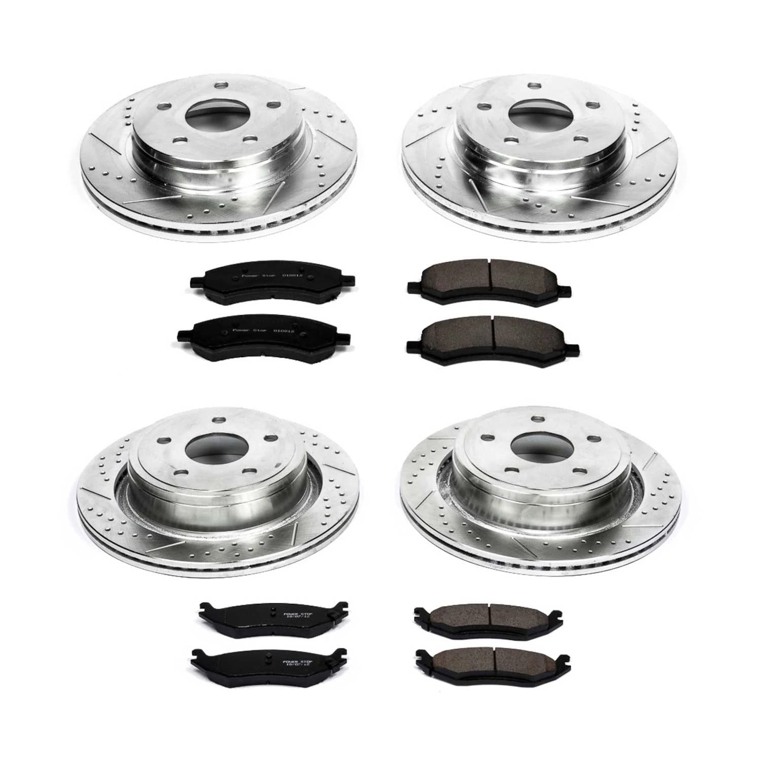 PowerStop Front and Rear Z23 Evolution Sport Carbon-Fiber Ceramic Brake Pad and Drilled & Slotted Rotor Kit Fits: CHRYSLER DODGE Select Models K2164