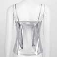 thumbnail image 5 of CHICTRY Womens Sleeveless T-shirt Shiny Patent Leather Cami Tank Tops Casual Spaghetti Straps Vest Silver M, 5 of 6