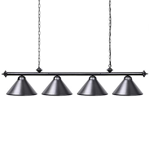 Wellmet 4 Light Kitchen Island Pendant Light, Vintage Industrial Retro Ceiling Light With Matte Black Shade,Modern Industrial Chandelier, 70 Inch Pool Table Light
