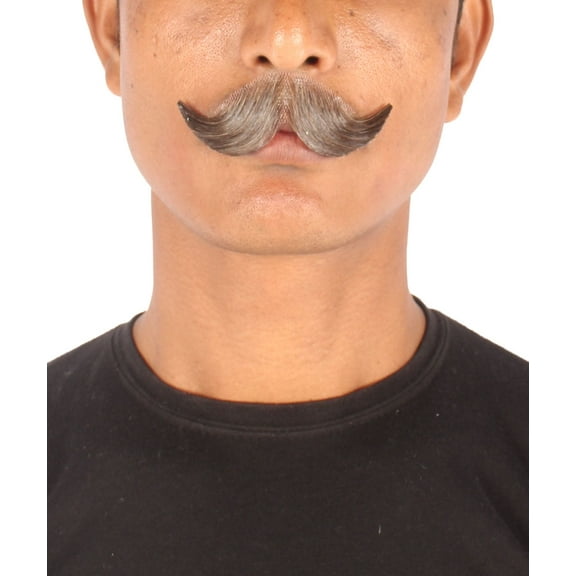 Men's Natural Mustache | Dark Brown | Human Facial Hair | HPO