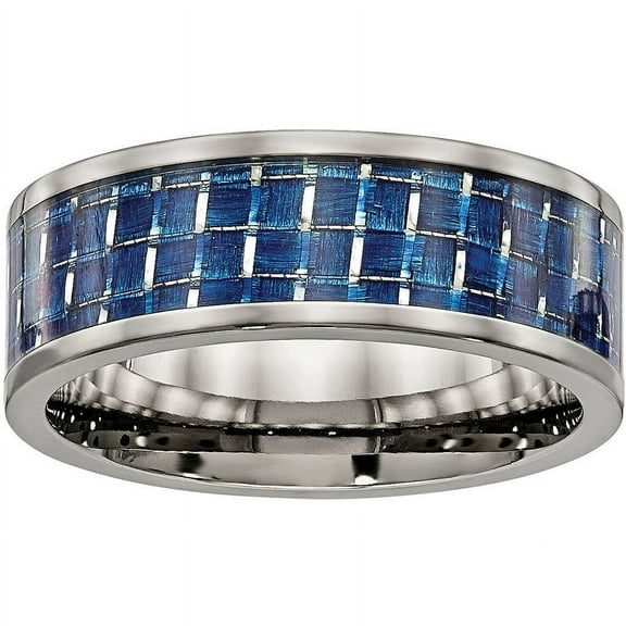 Titanium Polished w/ Blue Carbon Fiber Inlay Band