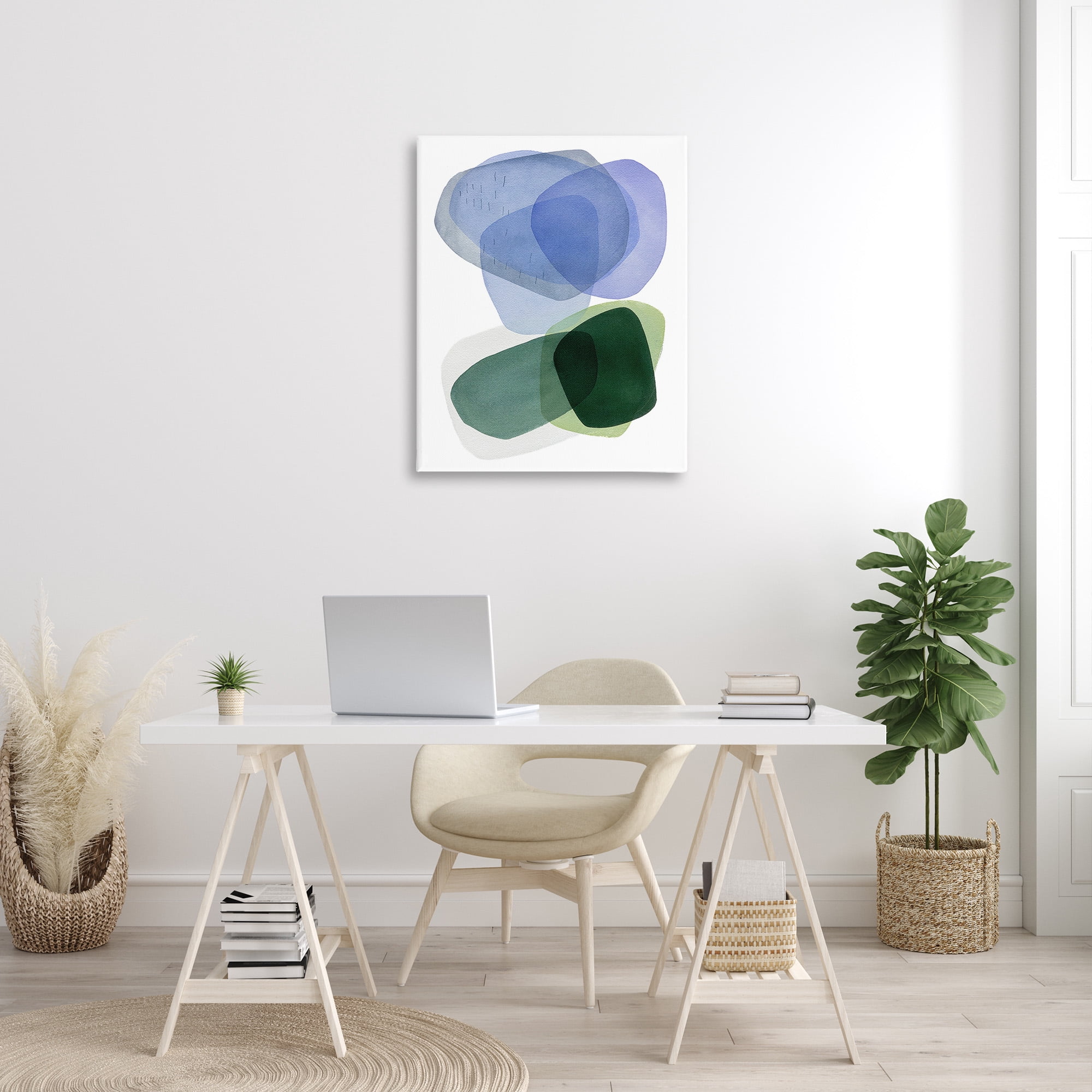 Stupell Industries Minimalist Opaque Shapes Abstract Painting Gallery Wrapped Canvas Art Print Wall Art, 30 x 40