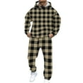 thumbnail image 2 of Hearthz Sweat Suits for Men 2 Piece Plaid Fleece Sweatshirt and Joggers Set Winter Mens Sweatsuits Sets, 2 of 6