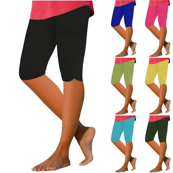 pstuiky Womens Pants Casual, Solid Color Slim Cropped High Waisted Outfits for Vacation Active Fit Workout Pants Army Green L