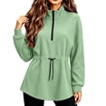 thumbnail image 7 of Aezemi Women Half Zip Shirts Loose Fit Collared Drawstring Elastic Waist Fashion Sports Outdoor Blouses Winter Fall Baggy Workout Exercise Dressy Work Pullover Tops XL, 7 of 7