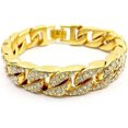 thumbnail image 5 of Mens Womens Cuban Link Bracelet Hip Hop Bracelet Stainless Steel Chain Bracelet Iced Out Curb Cuban 18k Gold Plated Bracelet With Clear Rhinestones, 5 of 5
