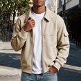 thumbnail image 4 of Jjayotai Men's Zip Up Jacket Collared Bomber Sleeve Pocket Utility Outerwear Casual Loose Fit Fall Winter Streetwear Ribbed Cuffs, 4 of 6