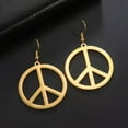 thumbnail image 4 of RSAMD Vintage Peace Sign Symbol Drop Earring For Women Geometric Round Stainless Steel-Gold Color, 4 of 7