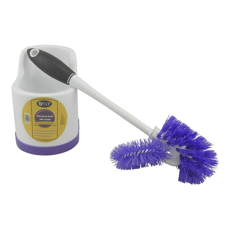 Dependable Industries Toilet Bowl Brush with Rim Cleaner and Holder Set -  Toilet Bowl Cleaning System with Scrubbing Wand, Under Rim Lip Brush and