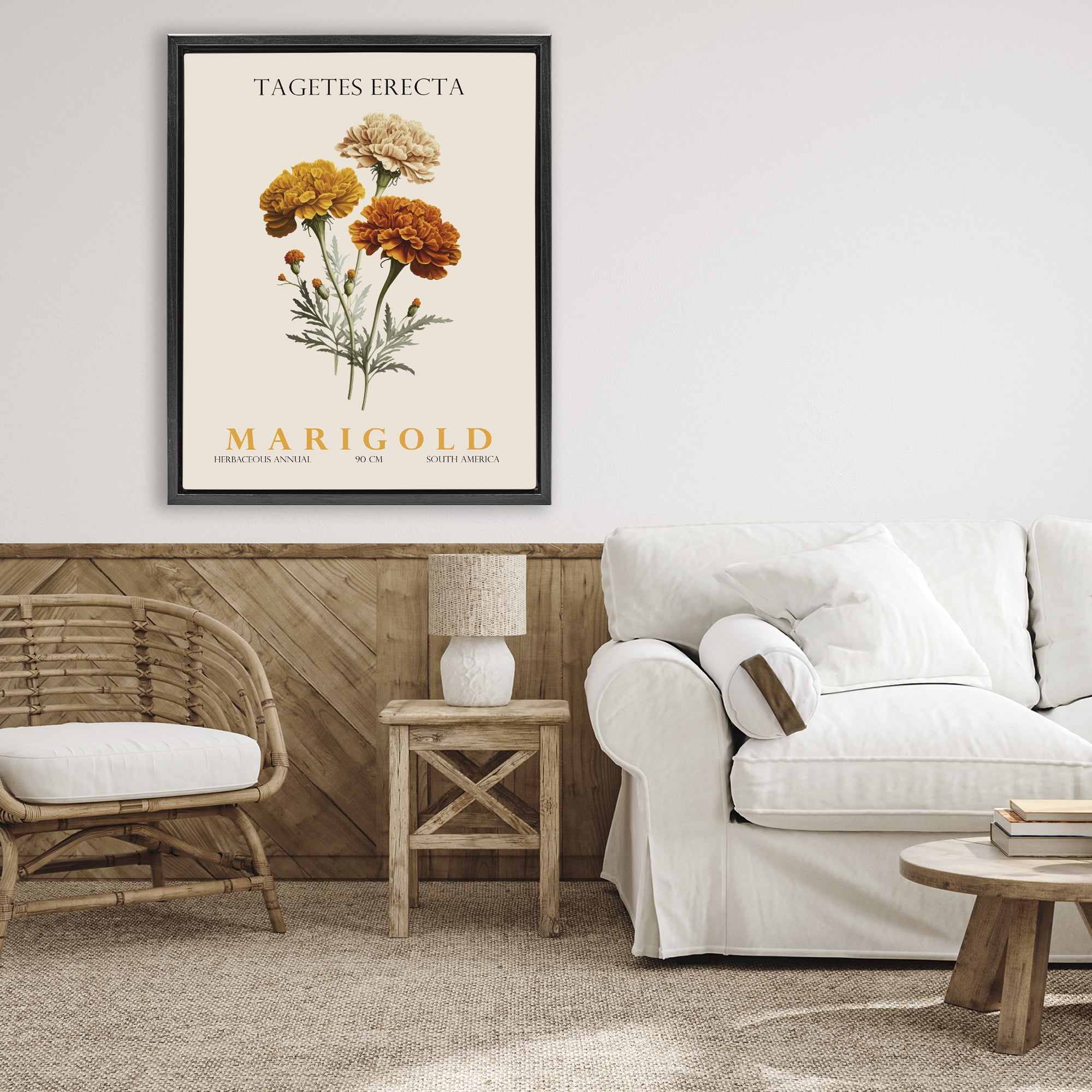Stupell Industries Natural Marigold Bundle Black Framed Floater Canvas Wall Art, design by Christopher Giampietro