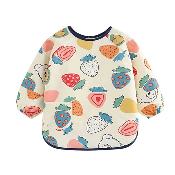 snilers Long Sleeved Bibs for Baby Girl Reversible Waterproof Bib with Sleeves Fall Winter Clothing Stain Resistance Smock Pullover Tops Size 110