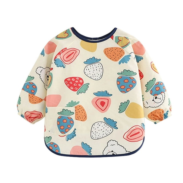 Combinaison Imprimée Mignonne en Sergé d'Automne pour Enfants, Confortable, Respirante et Imperméable, Convient aux Garçons et aux Filles de Maternelle, Manches Longues Réversible, avec Bavoirs.
