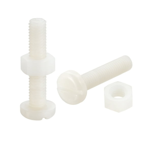 Uxcell 20 Pairs Nylon Screw Nut Assortment, M6x30mm Slotted Pan Head Screws & M6 Hex Nuts