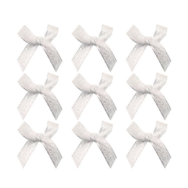 EeaseMX 100 piezas de 1 cm de lazos hechos a mano para zapatos y sombreros, accesorios colgantes para fiestas, regalos, disfraces (plata)