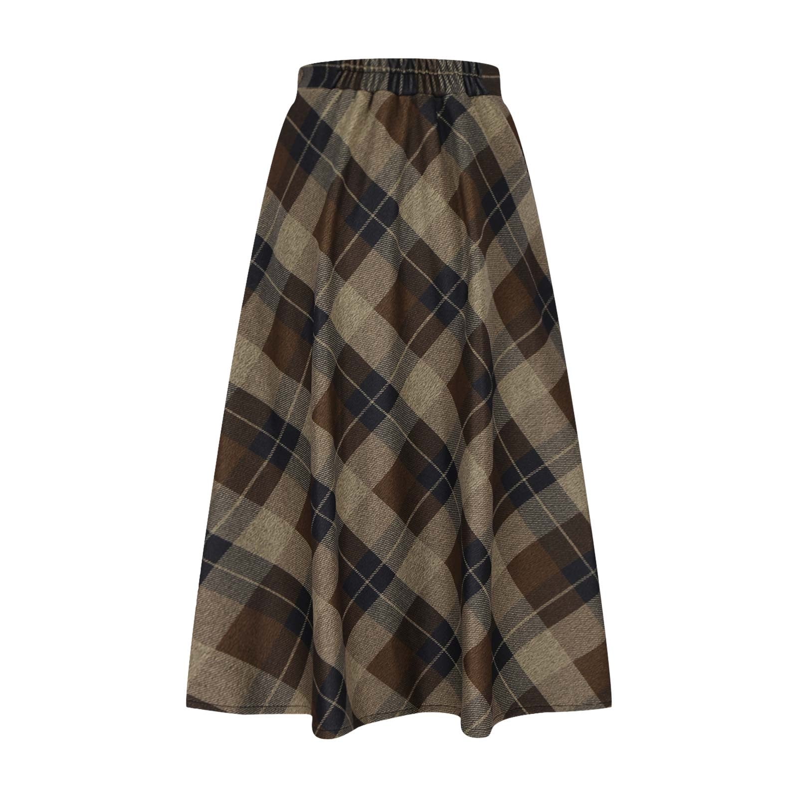 Cavosen Womens Summer Skirts Knee Length Midi Calf Length Skirts Woolen Pencil Skirts High Waist Plaid Summer Skirts Vintage Retro Dress Athletic Beachwear Resortwear Brown 3XL