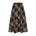 thumbnail image 4 of miqiqism Women High Waisted Dress A-Lined Loose Skirts Fashion Buffalo Plaid Dresses Casual Flowy Fairy Skirt,01_Khaki,Medium, 4 of 5
