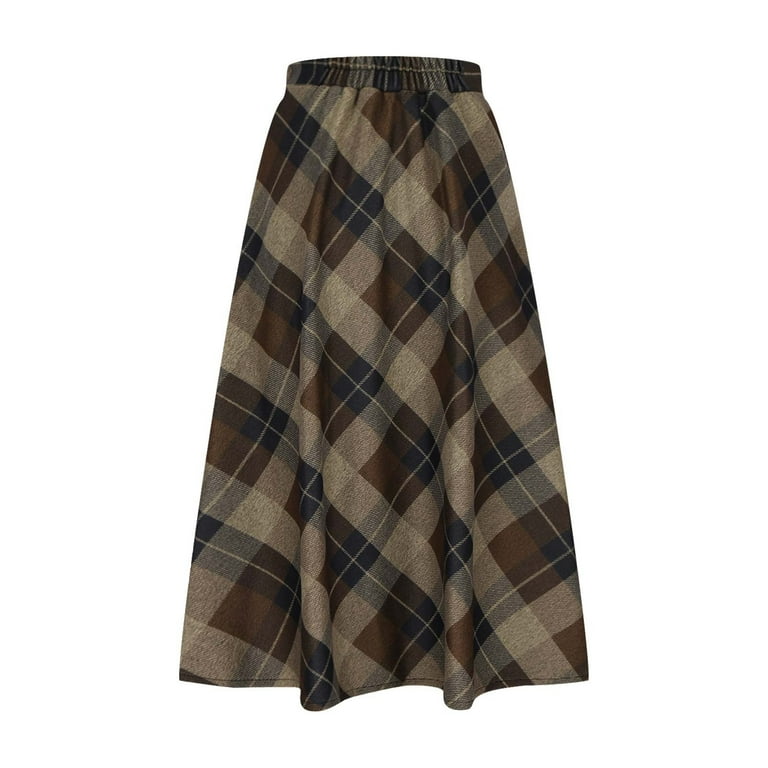 Pleated Long Skirt | Checked | UNIQLO US