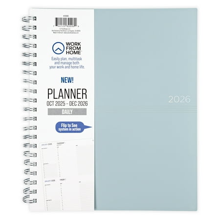 Work from Home Daily Planner Large (8.5″x 11″) Teal 15-Month Oct 2025-Dec 2026