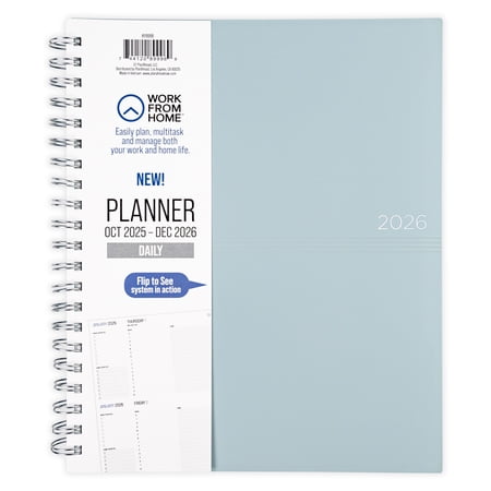 Work from Home Daily Planner Large (8.5″x 11″) Teal 15-Month Oct 2025-Dec 2026