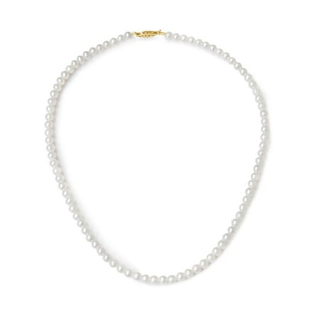Single Strand Diamond Pearl Clasp (June Birthstone Pendant Necklaces - Freshwater Cultured Pearl Single Strand with Filigree Clasp in 14K Yellow Gold (5.5-6.5mm Freshwater Cultured Pearl) -)