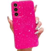 for Samsung Galaxy S24 Case (6.2 inch), Cute Glitter Sparkly Bling Phone Cover for Women Girls (Hot Pink)