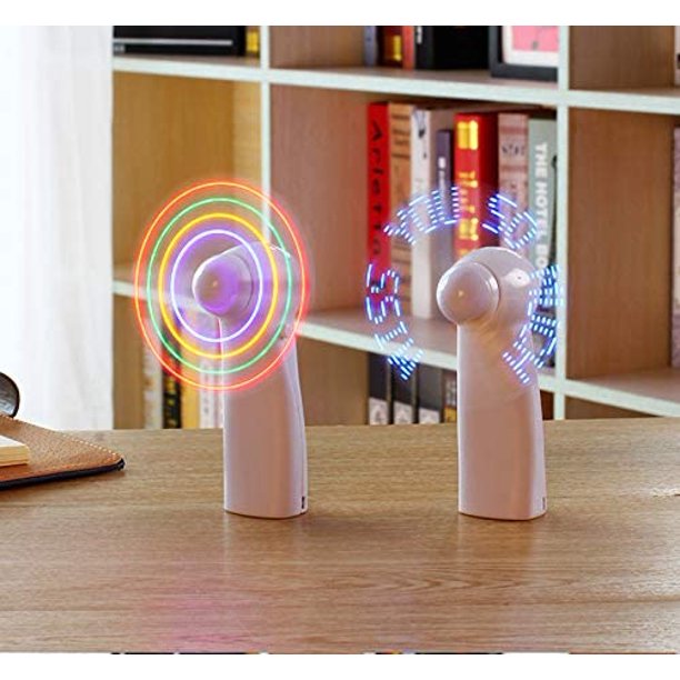 LED Programmable Fan Mini USB Strong Handheld Fan LED Neon Glow Light up Message Fan Personal Portable Battery Powerful Fan Party Favor C