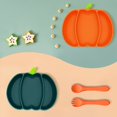 thumbnail image 2 of Suction Plate for Baby Toddler Halloween Pumpkin Silicone Feeding Plate 3-Divided Plates Kid Feeding Bowl Tableware, 2 of 5