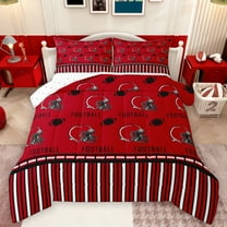 Homewish Boys Ball Game Bedding Comforter Set,Football Sport Game Twin Comforter Sets,Red Rugby Helmet Bedding Set For Kids,Ultra Soft Home Decor Reversible,2 Pieces