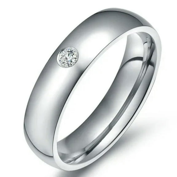 4MM Rose Gold/Gold/Silver Stainless Steel Zircon Band Men Women's Ring Size 5-13