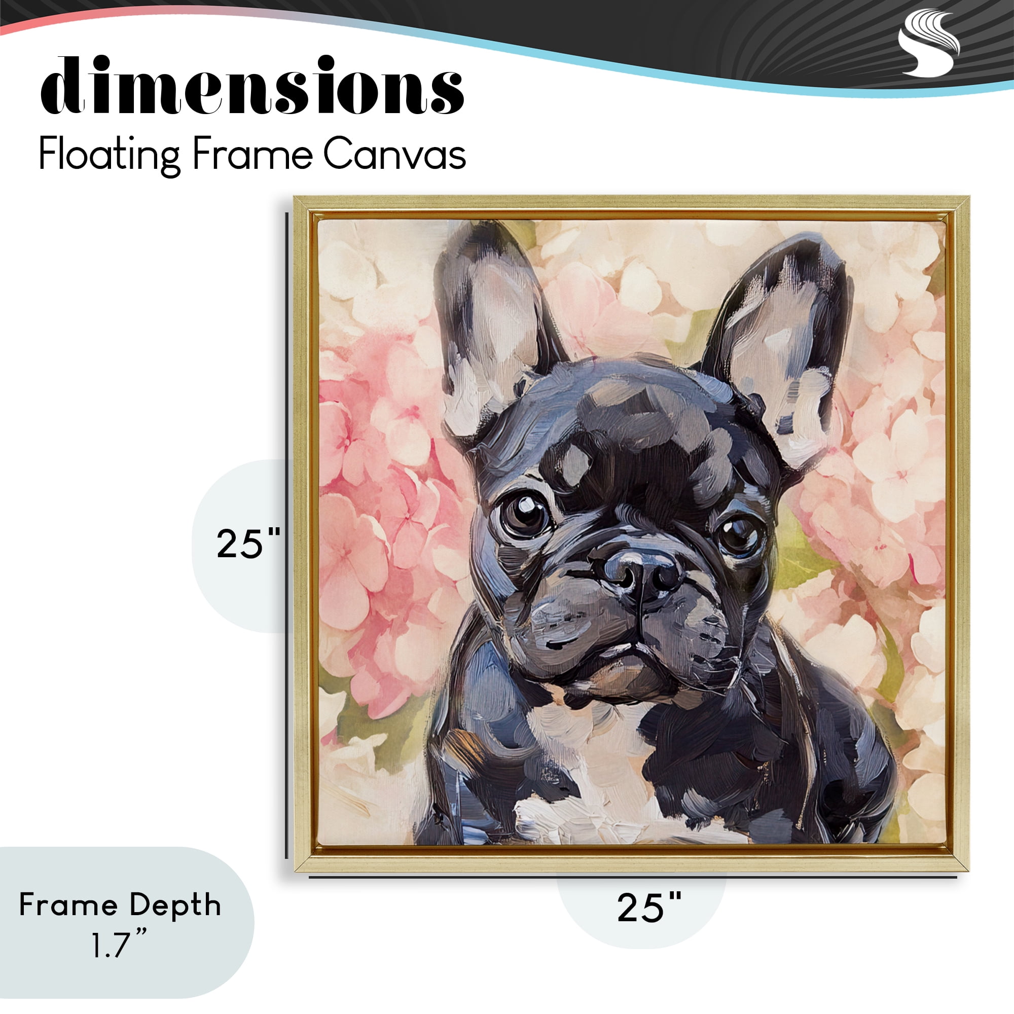 Stupell Industries Sweetest Little Bulldog Gold Framed Floater Canvas Wall Art, design by Tina LeCour