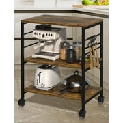 3-Tier Kitchen Cart Baker's Rack Multifunction Rolling Microwave Oven Stand Utility Storage Shelf with Metal Frame