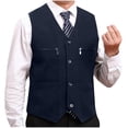 thumbnail image 4 of safuny Men's sleeveless jacket Coat Casual Slim Sleeveless Button Jacket Outdoor Solid Travel sleeveless jacket s Outwear with Zip Pockets Blue XXL, 4 of 5