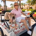 thumbnail image 3 of Golf Cart Seat Covers for 2 Seater,Christmas Microfiber Cart Seat Towel Blanket,Cute Santa Claus Reindeer Red Xmas Balls Snowy Grey Absorbent NonSlip Bench Seats Protector for Golf Course 51"x31", 3 of 9