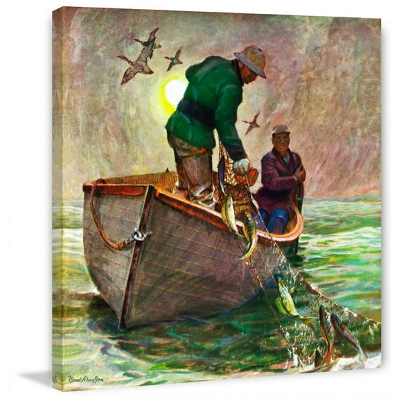 Marmont Hill Fishing with Nets by Mead Schaeffer Painting Print on Canvas