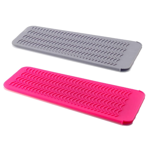Paquete de 2 bolsas de silicona resistentes al calor para plancha, rizador, alisador de cabello, varitas para rizar el cabello, herramientas para el cabello caliente (negro y negro)